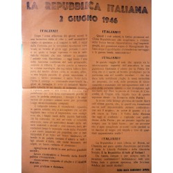 Volantino "LA REPUBBLICA ITALIANA 2 GIUGNO 1946 ITALIANI!