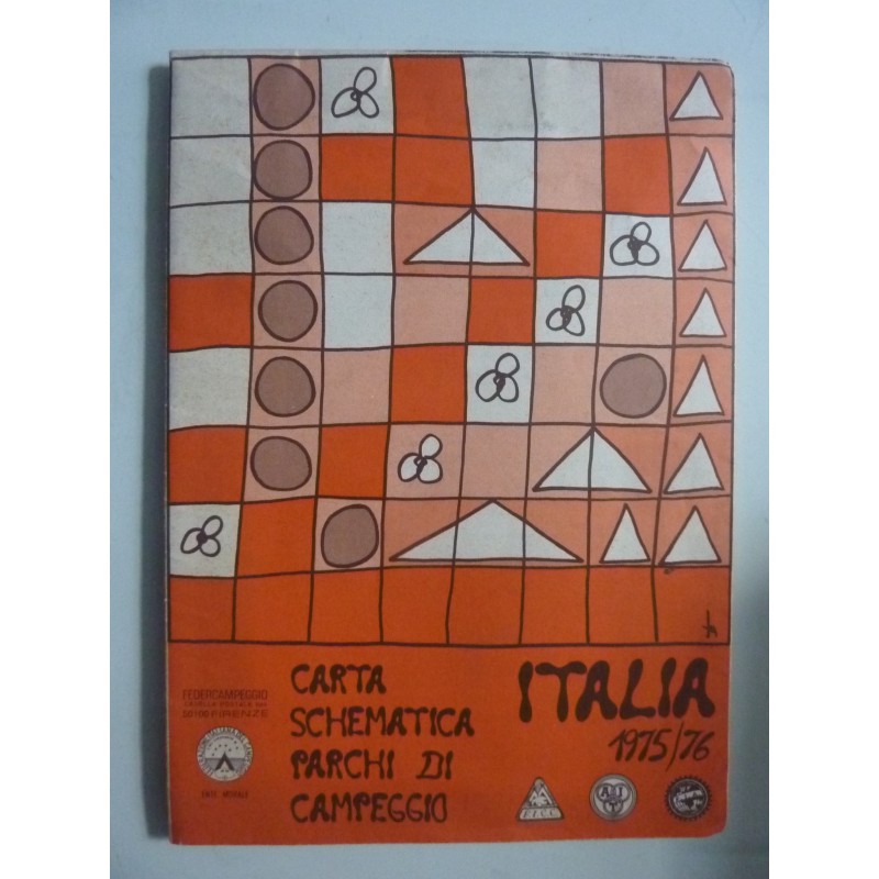 CARTA SCHEMATICA DEI PARCHI DI CAMPEGGIO ITALIA 1975 / 1976