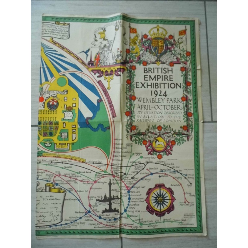 BRITISH EMPIRE EXHIBITION 1924 Wembley Park April-October. Its situation described in relation to the railways of London.