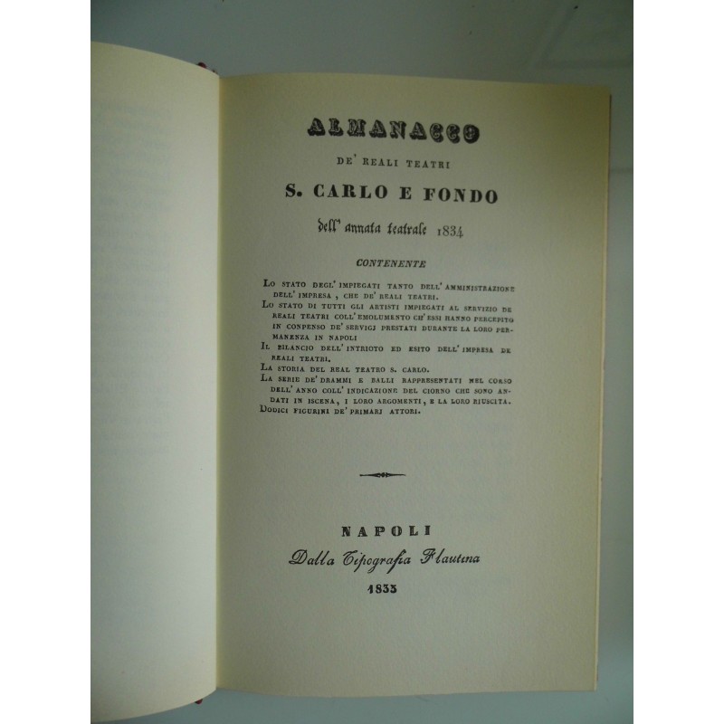 ALMANACCO DEI REALI TEATRI S. CARLO E FONDO