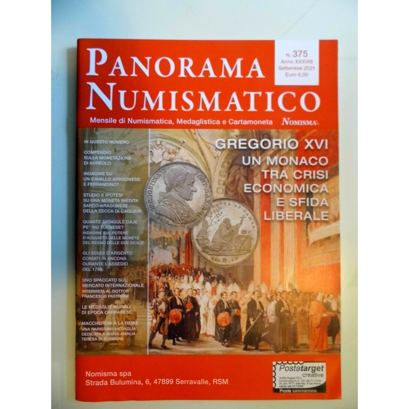 PANORAMA NUMISMATICO n. 375  Anno XXXVIII Settembre 2021