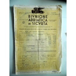 POLIZZA RIUNIONE ADRIATICA DI SICURTA'  - HOTEL STELLA E SAVOIA  IN RONCEGNO ( Trento )  5 MARZO 1942