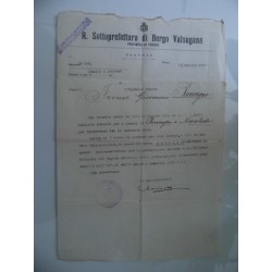 R. SOTTOPREFETTURA DI BORGO VALSUGANA, PROVINCIA DI TRENTO - NOMINA A PODESTA' COMUNE DI RONCEGNO 15 Maggio 1926