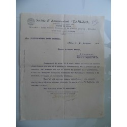 Lettera Commerciale "Società Assicurazioni Danubio CORRISPONDENZA DANNI INCENDIO Milano 4 Novembre 1915"