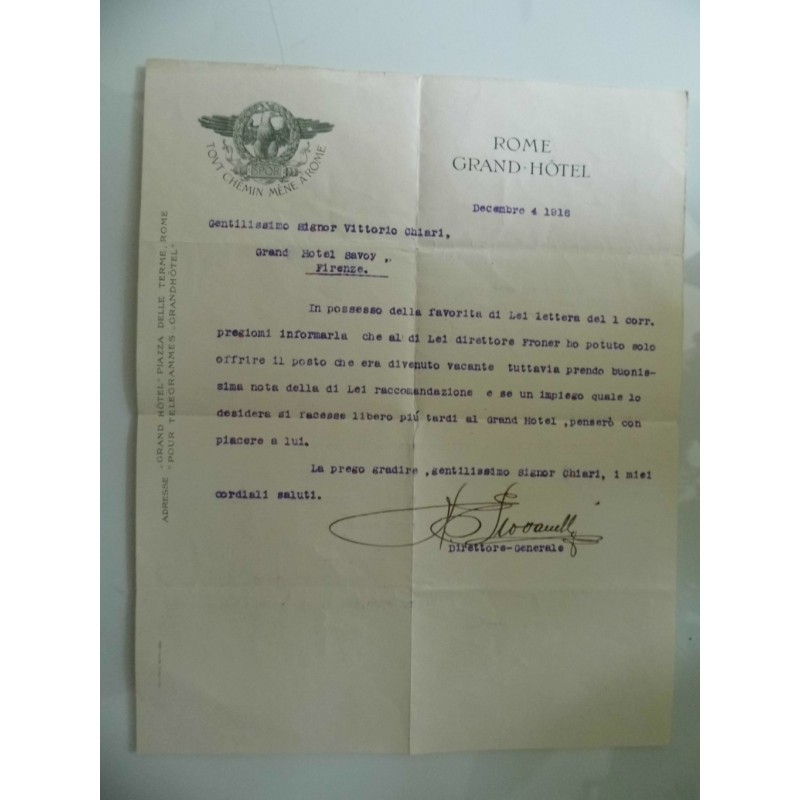 Lettera "ROME GRAND - HOTEL Firenze 4 1916"