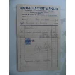 Fattura "MARCO BATTISTI & FIGLIO IMPRESA COSTRUZIONI EDILI E CIVILI BORGO VALSUGANA ( Trento ) 14 Agosto 1929"