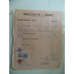 Ricevuta "RACCOLTA DEL RAME Ditta Autorizzata alla Raccolta ARTURO MONDINI - TRENTO 7 Aprile 1941"