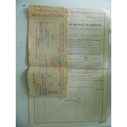 POLIZZA RIUNIONE ADRIATICA DI SICURTA' IN TRIESTE  - DANNI INCENDIO TRENTO 2 Febbraio 1929