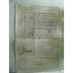 POLIZZA RIUNIONE ADRIATICA DI SICURTA' IN TRIESTE  - DANNI INCENDIO TRENTO 7 Giugno 1923 Assicurato GIOVANNI FRONER, Roncegno