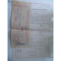 POLIZZA RIUNIONE ADRIATICA DI SICURTA' IN TRIESTE  - DANNI INCENDIO TRENTO 12 Febbraio 1922 Assicurato GIOVANNI FRONER, Roncegno