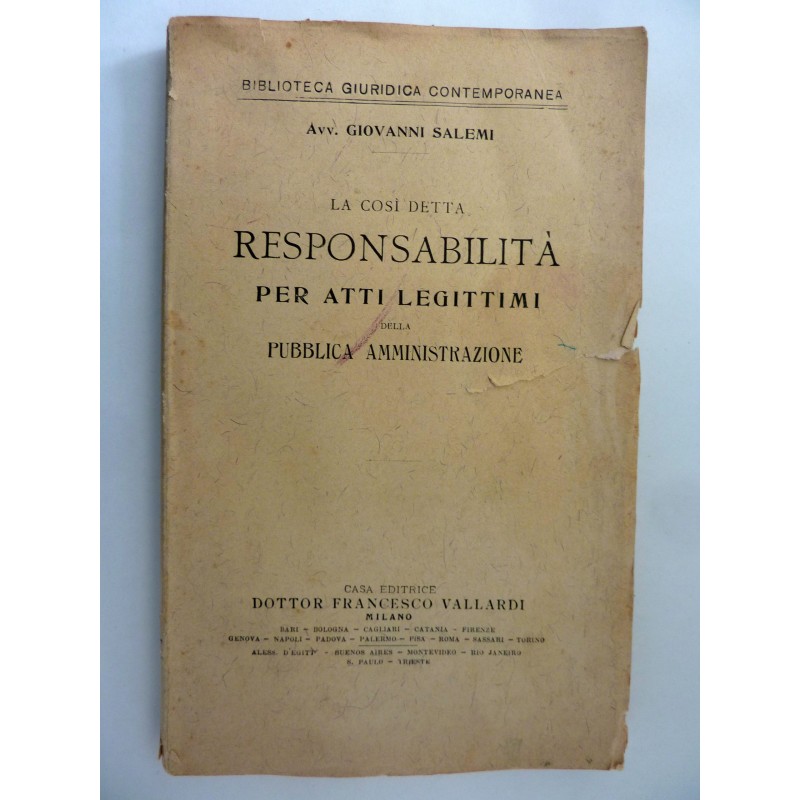 LA  COSI' DETTA RESPONSABILITA' PER ATTI LEGITTIMI DELLA PUBBLICA AMMINISTRAZIONE