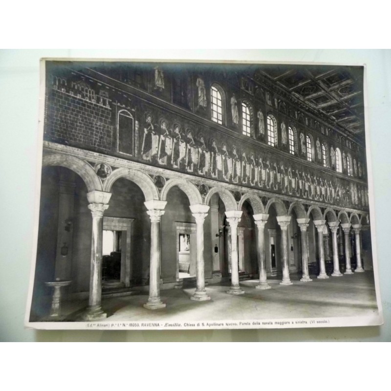 Fotografia Alinari "RAVENNA Emilia  - Chiesa di S. Apollinare in Classe. Parete della Navata Maggiore ( VI Secolo )"