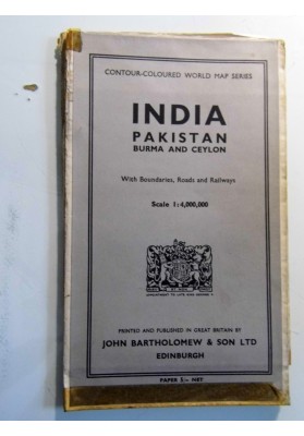 INDIA PAKISTAN BURMA AND CEYLON With Boundaries, Roads and  Railways Scale 1: 4,000,000