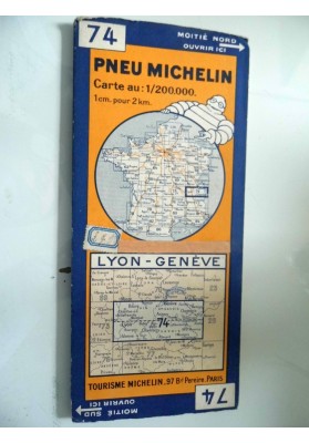 PNEU MICHELIN Carte au 1/200.000 74  LYON - GENEVE