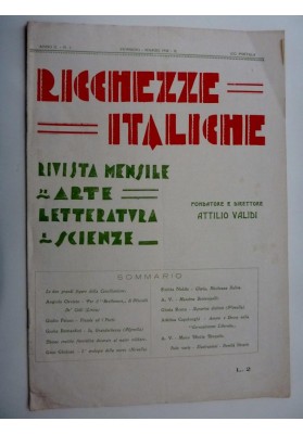 Anno II n.0 3 - PIOMBINO, MARZO 1932 - X RICCHEZZE ITALICHE Rivista Mensile di Arte e Letteratura, Fondatore e Direttore ATTILIO