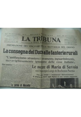 LA TRIBUNA  QUINTA EDIZIONE Roma Martedì 24 Gennaio 1939 PREMIAZIONE VINCITORI DELLA  BATTAGLIA DEL GRANO