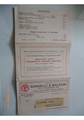 GANDELLI & BOLZONI CODOGNO Produzione e Commercio BURRO - FORMAGGI e GORGONZOLA 1932