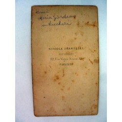 Fotografia all'Albumina "Ritratto di Maria Vaccher in Giordano - Fotografo NICCOLA SCARSELLI FIRENZE" 1870 circa