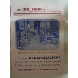 Depliant pubblicitario "Ditta SANDRI ROBERTI MONZA ( Milano ) Magazzino n.° 1 PEZZI DI RICAMBIO ORIGINALI PER MACCHINE DA LATERI