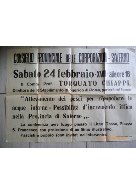 CONSIGLIO PROVINCIALE DELLE CORPORAZIONI SALERNO  RIPOPOLAMENTO ITTICO 1938