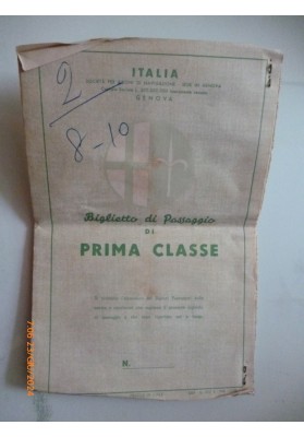 "Biglietto di Passaggio   Prima Classe T.N. LEONARDO DA VINCI" 1961