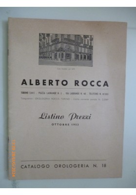 ALBERTO ROCCA  Listino Prezzi OTTOBRE 1953  CATALOGO OROLOGERIA N.° 18