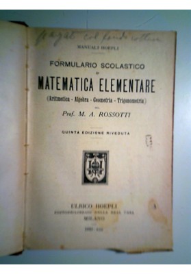 FORMULARIO SCOLASTICO DI MATEMATICA ELEMENTARE