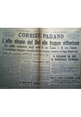 CORRIERE PADANO L'alto elogio del Duce alle truppe vittoriose Ferrara 3 Marzo 1936 Anno XIV