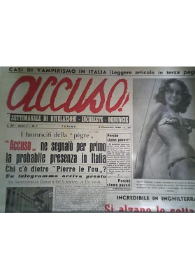 ACCUSO! Settimanale di Rivelazioni, Inchieste, Denuncie Torino 4 Dicembre 1948