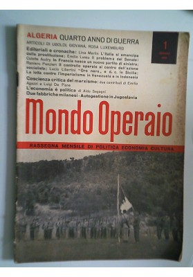 Mondo Operaio Anno XI Nuova Serie  1 Gennaio 1958