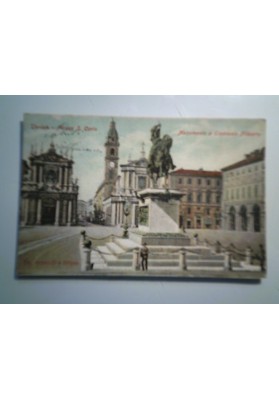 Cartolina Viaggiata "TORINO Piazza S. Carlo Monumento a Emanuele Filiberto" 1909