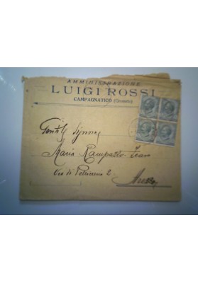 Busta Viaggiata per Arezzo "AMMINISTRAZIONE LUIGI ROSSI - CAMPAGNATICO ( Grosseto )" 1914