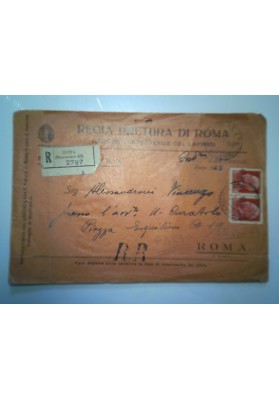 Busta Viaggiata  Raccomandata "REGIA PRETURA DI ROMA ( SEZIONE CONTROVERSIE DEL LAVORO )" 1941.