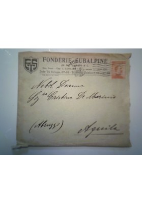 Busta Viaggiata con lettera "FONDERIE SUBALPINE TORINO" 1918