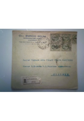 Busta Viaggiata per Firenze "Cav. ENRICO  BRUNI - PATROCINANTE LEGALE LIVORNO" 1929