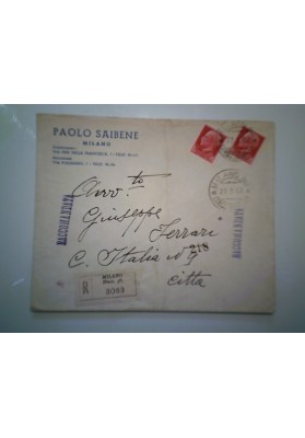 Busta Viaggiata "PAOLO SAIBENE MILANO" 1942