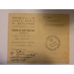 ORDINE E.M.O. DI SANTA MARIA DI BETLEMME Luogotenenza per l'Italia TESSERA DI LEGGITTIMAZIONE