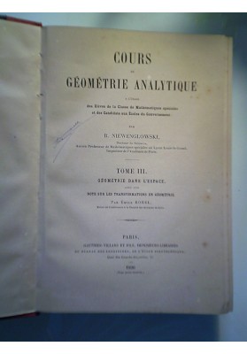 COURS DE GEOMETRIE ANALYTIQUE TOME IIII GEOMETRIE DANS L'ESPACE