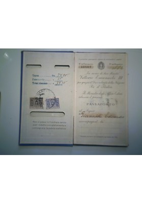 RARO PASSAPORTO REGNO D'ITALIA ESPATRIO "VALIDO SOLO PER UN VIAGGIO" 1936