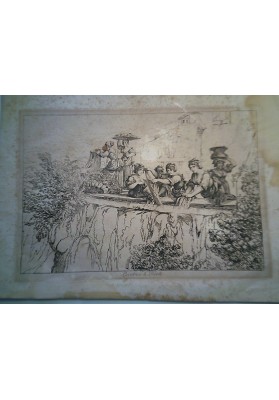 Incisione Bartolomeo Pinelli "Lavoratrici di Tivoli" 1809