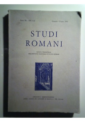 STUDI ROMANI Anno XL NN.1-2 Gennaio- Giugno 1992