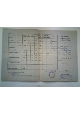 "REPUBBLICA ITALIANA MINISTERO DELLA PUBBLICA ISTRUZIONE PAGELLA CASALINO 1948"