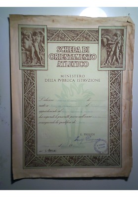 SCHEDA DI ORIENTAMENTO ATLETICO MINISTERO DELLA PUBBLICA ISTRUZIONE NOVARA 1957