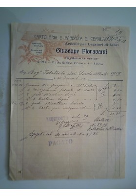 CARTOLERIE E FABBRICHA DI CERALACCA Giuseppe Fioravanti ROMA  1912
