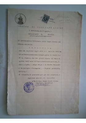 COMUNE DI GAGLIANO ATERNO Ufficio di Stato Civile CERTIFICATO 1945