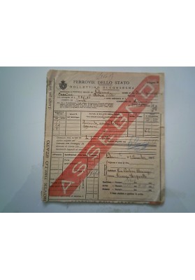 FERROVIE DELLO STATO BOLLETTINO DI CONSEGNA Palermo 1925