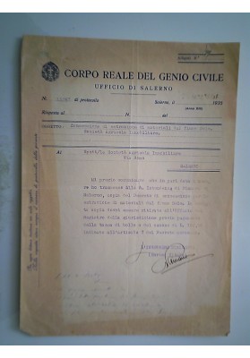 CORPO REALE DEL GENIO CIVILE UFFICIO DI SALERNO 1935