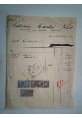 PASTICCERIA MARCOLINI Varese 30 Aprile 1938