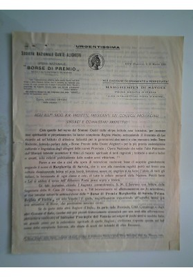 SOCIETA' NAZIONALE DANTE ALIGHIERI Opera Nazionale "BORSE DI PREMIO" Este 22 Marzo 1926