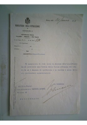 MINISTERO DELL'ISTRUZIONE Amministrazione Centrale Roma 20 Gennaio 1910